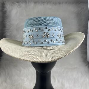 J.R. Ross Las Vegas rhinestone-studded denim cowboy hat, size medium